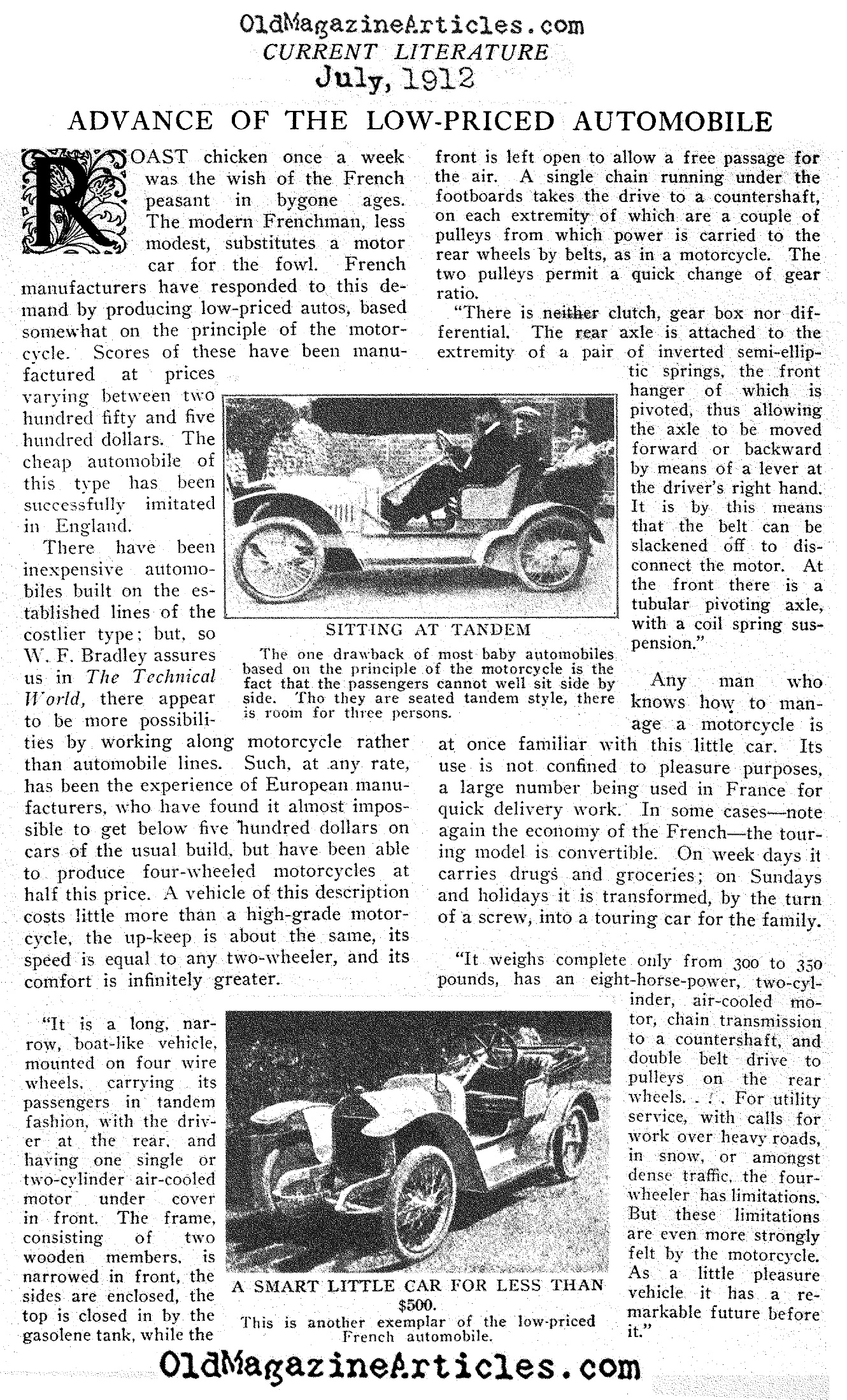 The Advance of the Low-Priced Automobile (Current Literature Magazine, 1912)